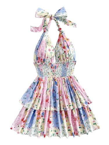 halter floral ruffle crochet mini dress Crochet Mini Floral Crochet Dress Farm Rio Halter Floral Ruffle Crochet  Mini Dress Anthropologie
