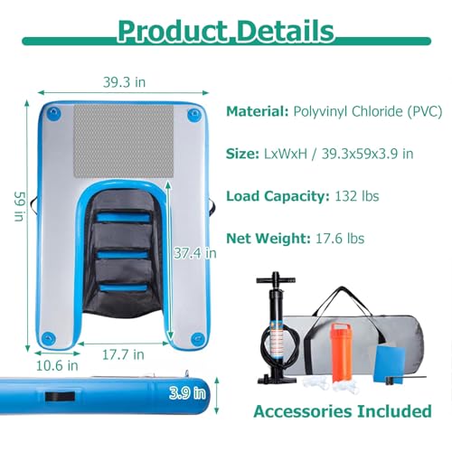 Inflatable Dog Water Ramp Pool Float Floating Ramps for Dogs, Floating Dock Platform for Dogs Up to 132 LBS, Puncture-Resistant Surface Dog Safety Ramps Easy Access Pool(Green)