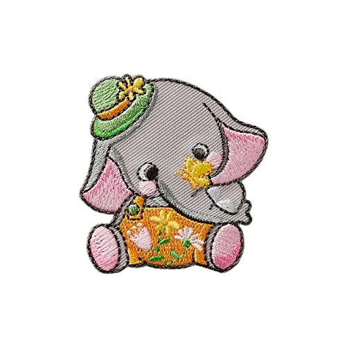 Mono Quick 1217x Bärin oder Elefant mit Blumen Applikation, Bügelbild, Bär, Elefant, niedliches Patch (12172 - Elefant)