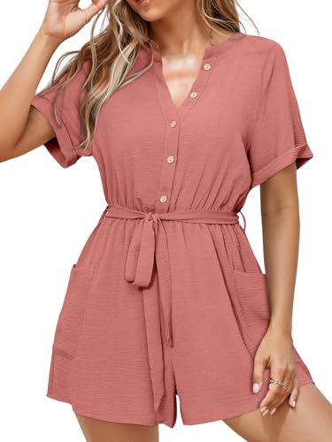 Simplee Women's Summer Short Romper with Pockets