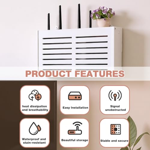 Image of HASTHIP Router Wall Mount Holder, Cutout Box for WiFi Routers, 38x8.5x20cm