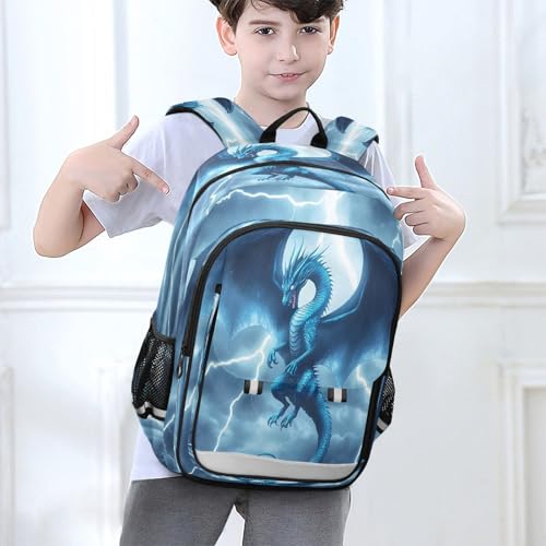 Kids Backpacks School Daypack College Bag Bookbag for Boys Girls Blue Dragon Lightning 6