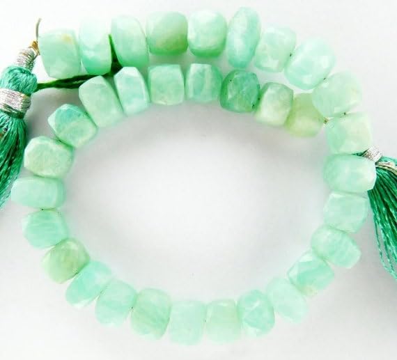 Perles amazonite en cubes facettés de 8 mm à reflets lumineux pour loisirs créatifs