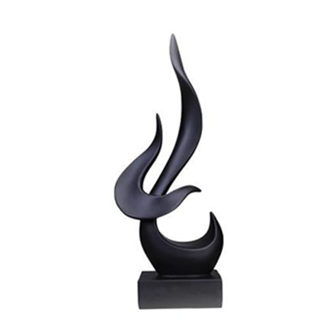 Statue minimaliste en résine noire : art abstrait pour intérieur épuré