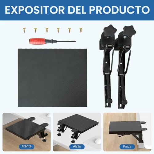 Miniatura 7 de Bandeja De Expansión De Escritorio, 20 24 Cm Soporte De Teclado De Escritorio Ergonómico, Soporte De Brazo De Ratón Robusto, Adecuado Para El Hogar Y La Oficina, Sin Pinzas Perforadas