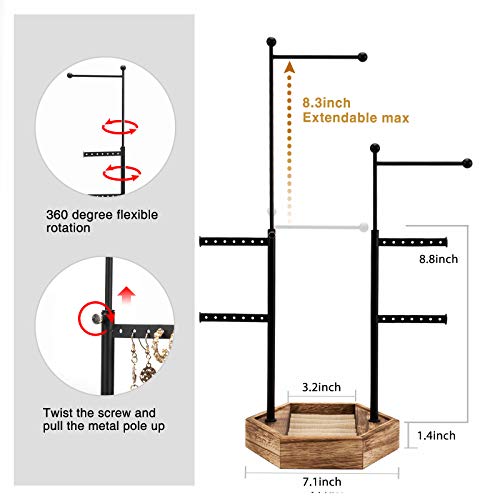 image for Emfogo Jewelry Organizer Stand - 6 Tier Jewelry Holder with Adjustable
