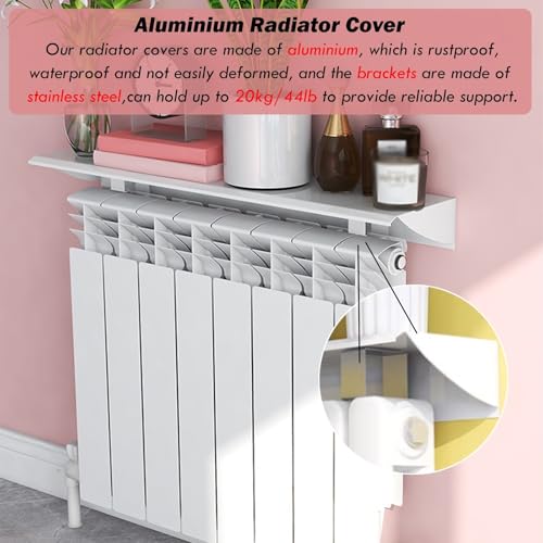 Copertura per mensola del radiatore con staffa per migliorare lo spazio di archiviazione del bagno, soluzione di facile installazione
