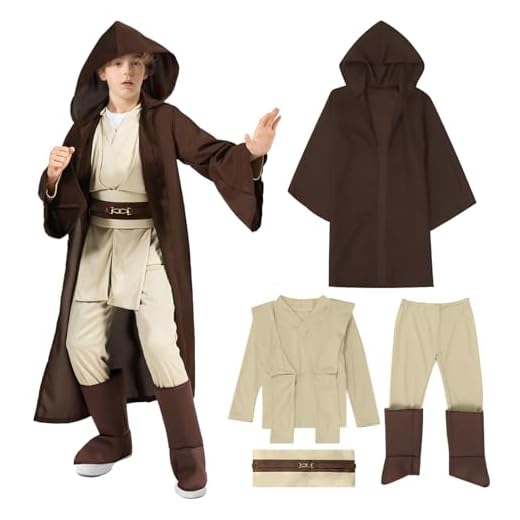 Jedi Disfraz Capa para niños: Túnica medieval para niños Capa con capucha Disfraz de Jedi Carnaval Halloween Cosplay Decoración Disfraz de guerrero Jedi oscuro Cosplay (S (4-6 años))
