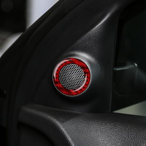 Image of Car Speaker Cover Decals for 2011-2024 Dodge Durango / 2011-2021 Jeep Cherokee WK2 / 2022 WK Accessories Carbon Fiber Stickers, Red