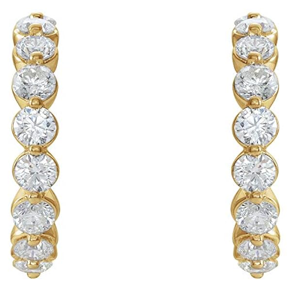 Orecchini a cerchio in oro giallo 14 ct con diamanti 1 3/8 CTW