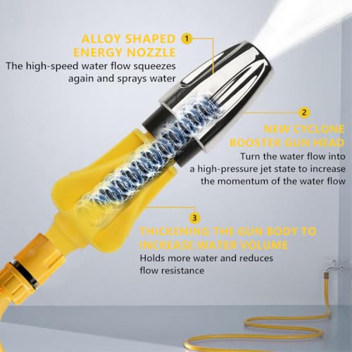 Image of HASTHIP 3Pcs Water Sprayer Gun Accessories Kit, High Pressure Spray Nozzle with 3 Modes, Quick Connect Hose Adapter, Faucet Adapter, for Car Washing, Lawn Watering, Irrigation
