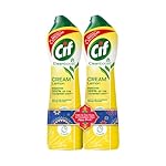 Cif Lemon Abrasive Surface Cleaner Cream for Kitchen & Bathroom, Removes Grease, Dirt & Tough Stains with Natural Cleaning Particles, 2x500ml
