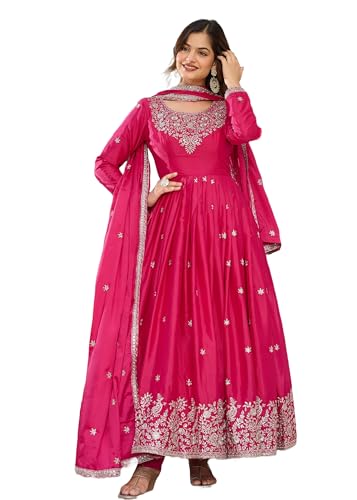 Costume indien en soie Anarkali 13081 tenue de cérémonie confortable pour femme