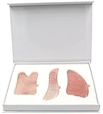 KONA Premium Gua Sha Massage Tool Set (3 Pack) - All Natural Handmade Rose Quartz Guasha Board - Spa, Acupuncture, Therapy, Trigger Point Treatment, Scraping Stone Kit
