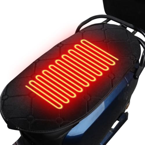 Cojín de asiento de motocicleta: asiento de moto con calefacción, almohadilla cálida para scooter, bicicleta de cross todoterreno, accesorio para moto de nieve ATV, carreras de turismo callejero | par