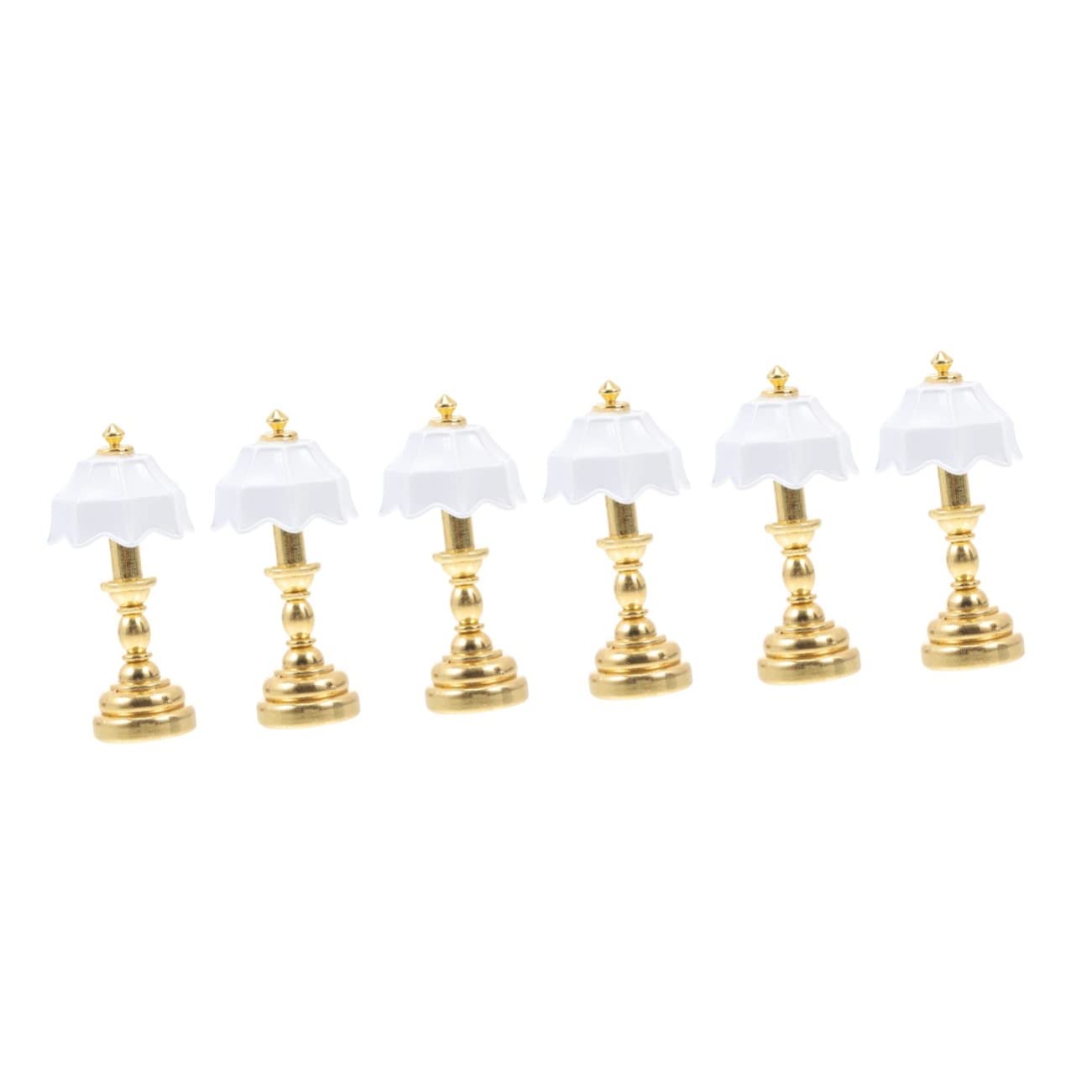NUOBESTY 6 PCS 1:12 Scale Gold Mini Desk Lamp, Dollhouse Mini Lighting, Stylish Decor for Home, Office, Kids Room
