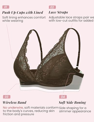 Image of Avidlove Lace Bralette for Women Sexy Deep V Neck Wireless Bralette Plunge Unpadded Bras Everyday Bra