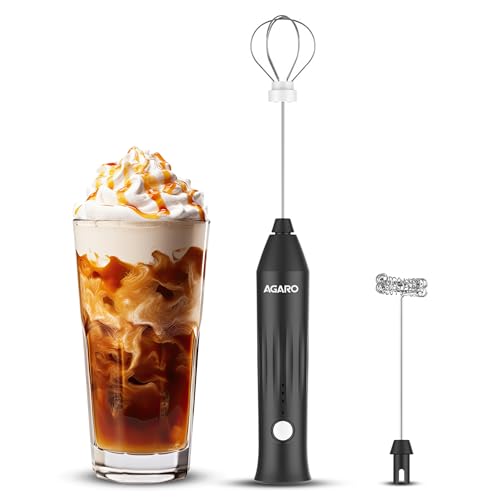 AGARO Regal Rechargeable Milk Frother, 3-Speed Handheld Electric Whisk with Stand, Portable Mixer for Coffee, Lattes, Ho...