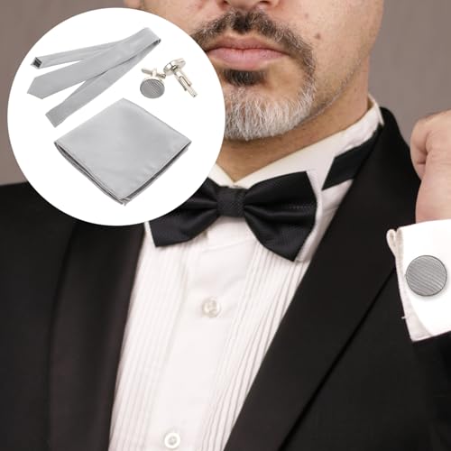 Set de corbata para hombre con gemelos y pañuelo miniatura 7