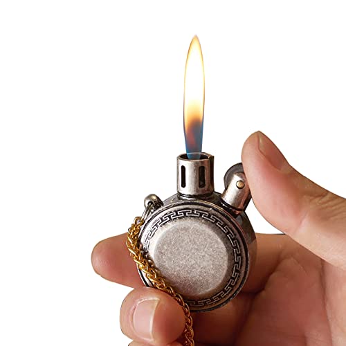 Encendedores de Trinchera Vintage para Fumar Cigarrillos, Encendedores de Pipa de Tabaco, Regalo de Encendedores Antiguos a Prueba de Viento para el Novio del Padre (sin Queroseno),Silver