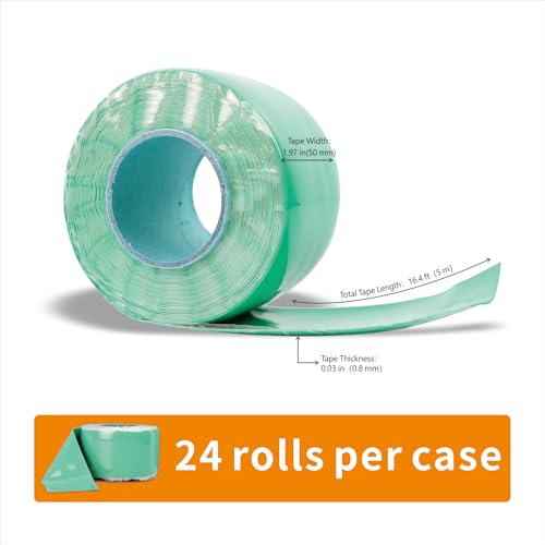 Image of Self‑Fusing Silicone Repair Tape,16.4 ft, Waterproof & Heat‑Resistant Rubber Wrap for Emergency Fixes, Electrical Insulation, Automotive Hose Repair, Plumbing Leak Seal, Outdoor Camping & RV, Green