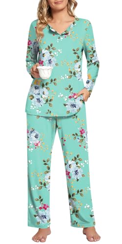 syoss Women's Pajama Sets Long Sleeve Loungewear Sleepwear 2 Piece PJ Sets L-4XL2