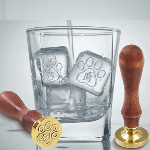 Sello personalizado para cubos de hielo con mango de madera y metal miniatura 5