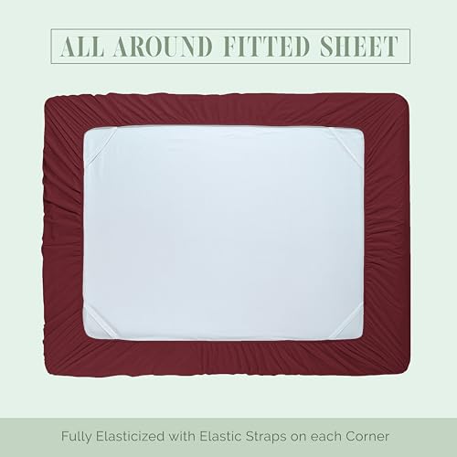 Elegant Comfort Luxury 1500 Premium Hotel Quality Microfiber 4-Piece Sheet Set - Soft, All Around Elastic 18-24 Inches Deep Fitted Sheet - Extra Deep Pocket Sheets, Twin/Twin XL, Burgundy