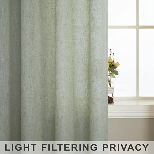 Sage Green Sheer Curtains 54 Inch Length For Bedroom 2 Panels Set Rod Pocket Light Filtering Soft Linen Light Green Curtains For Windows Kids Playroom Gaming Baby Room Bathroom Country Farmhouse Decor #TOP3