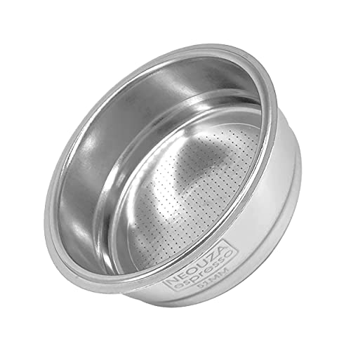 NEOUZA Cesta de filtro de acero inoxidable 304 de 51 mm, cesta ciega de 1/2/4 taza para portafiltro sin fondo, compatible con máquina de café espresso Delonghi, Breville (1 taza)