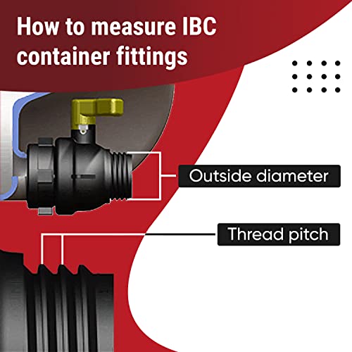 IBC Tote Adapter for 275 330 Gallon Water Tank, 2" Female Buttress Coarse Thread × 3/4" Male Thread PP Fitting, IBC Water Tote Hose Connector