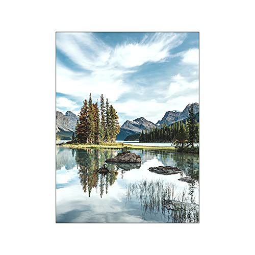ABCWARRT Póster De Bosque Neblinoso De Montaña Imagen Natural Cuadro sobre Lienzo para Pared Póster De Río Nórdico para Sala De Estar Dormitorio Decoración del Hogar (50 * 70cm Sin Marco,2) Cover