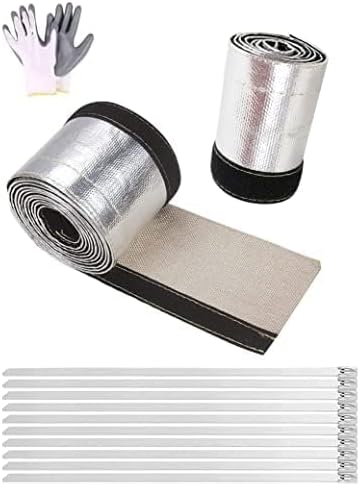 Manga térmica aluminizada para fios e mangueiras BaiYiQing 3,175 cm de diâmetro interno x 3,05 m – com abraçadeiras de aço inoxidável
