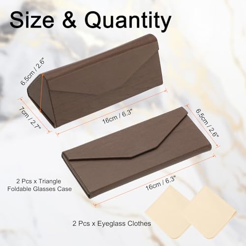 Image of PATIKIL Foldable Glasses Case, Triangle Magnetic Sunglasses Organizer Case PU Leather Eyeglass Case with Cloth for Glasses