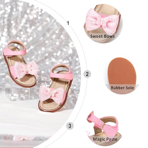 Image of Otter MOMO Girls Open Toe Princess Flat Sandals with Comfort Sole Summer Sandals