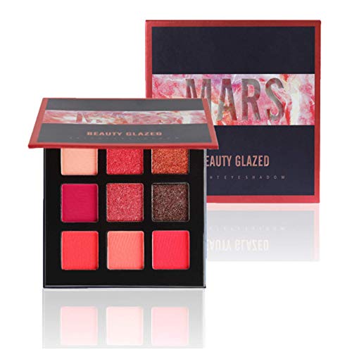 美しさ艶出し9色アイシャドウパレットアイシャドウマットアイメイクパール長期的な防水メイクスタイリッシュマットキラキラポータブルメイクパレット (#01)の画像