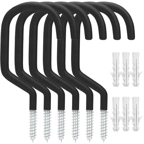 Etoolia 6 Pack Heavy Duty Garage Bike Storage and Utility Hooks-5.7 Inches for Garage Wall and Ceiling-Garage Hooks for Hanging Bicycle,Hose,Cords,and Garden Tools