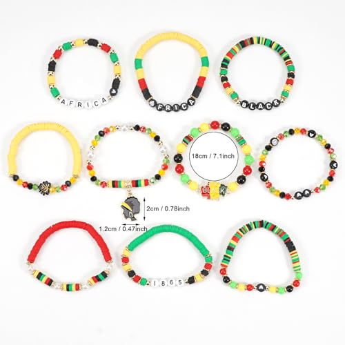 Twinfree Beaded African Bracelets Black Women Preppy Friendship Bracelets Clay Bead Africa Heart Charm Bracelet Summer African Jewelry for Women (Africa-10PCS)2