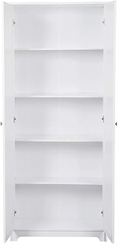 Miniatura 7 de WISCLASS Gabinete de almacenamiento de cinco niveles de doble puerta, armario de almacenamiento con puertas y estantes, armarios para almacenamiento