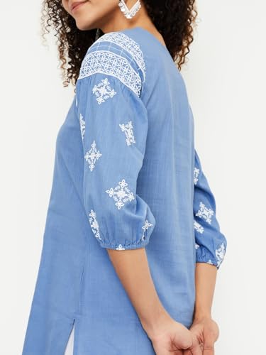Image of Max Women's Cotton Blend Regular Fit Casual Kurta