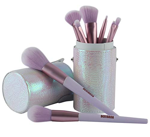 RANCAI Unicorn MakeUp Brush Set, 10 Pcs Makeup Brushes Set for Makeup Routine, Synthetic Bristles for Blending Face with Travel Case (Unicorn Purple)