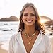 Hclian Gold Necklaces Stack For Women Boho Turquoise Necklace Layering Beach Fashion Y Shape Coin Pendant Choker Necklaces Summer Handmade Trendy Jewelry Set