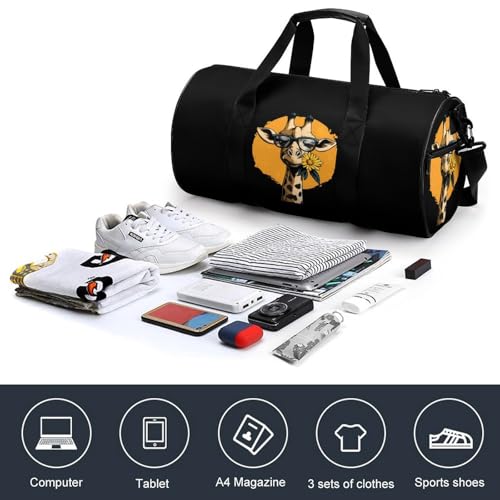 Giraffe Printed Sports Gym Bag Travel Duffel Workout Bag with Adjustable Strap3