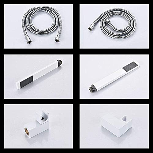 Mitigeur de baignoire cascade chrome et blanc avec douchette à main double commande