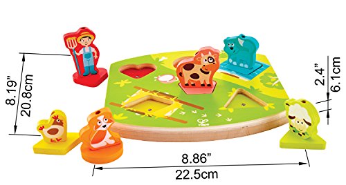 Hape Bauernhof-Geräusche-Puzzle - Soundpuzzle, aus Holz, Lernspielzeug mit Tiergeräuschen, Motorik- und Wahrnehmungstraining, pädagogisches Spielzeug für Kinder ab 18 Monaten