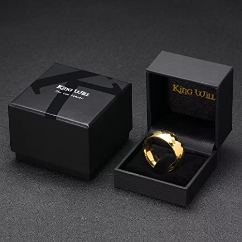 Image of King Will Tungsten Carbide Wedding Band for Men Women-4 /6 /8mm Width 14K Gold Plated Tungsten Wedding Ring Matte Brushed & High Polished Style Comfort Fit Wedding Band Size 6-14