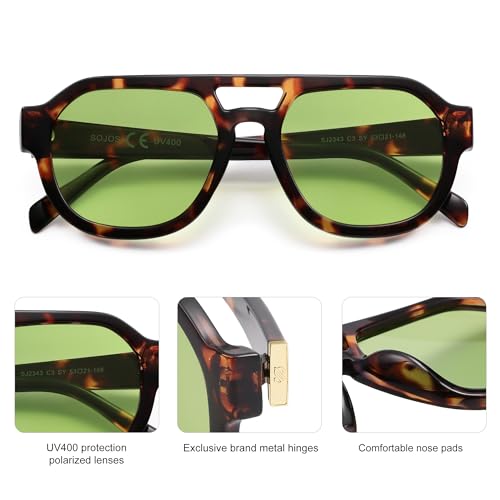 SOJOS Retro Polarized Aviator Sunglasses Womens Vintage Shades Trendy Stylish Sunnies SJ23434