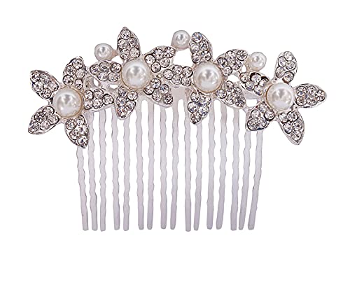 Image of Vogue Hair Accessories Golden And White Pearl Comb Hair Clip For Women