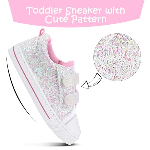 Image of K KomForme Toddler Sneakers Girls Shoes with Dual Hook and Loops | Comfortable, Lightweight