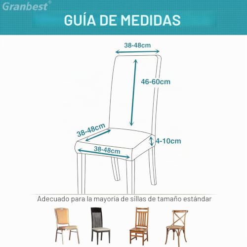 Miniatura 7 de Granbest Fundas Para Sillas De Alta Elasticidad, Juego Universal De Fundas De Jacquard Para Sillas De Comedor, Protectores De Silla Extraíbles Para Comedor, Cocina, Restaurante Y Hotel Juego De 4